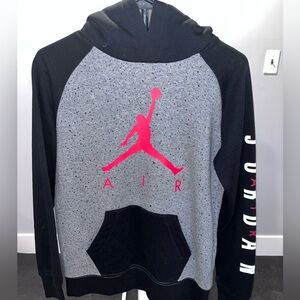 Jordan Hoodie in Black and Gray with Red Logo